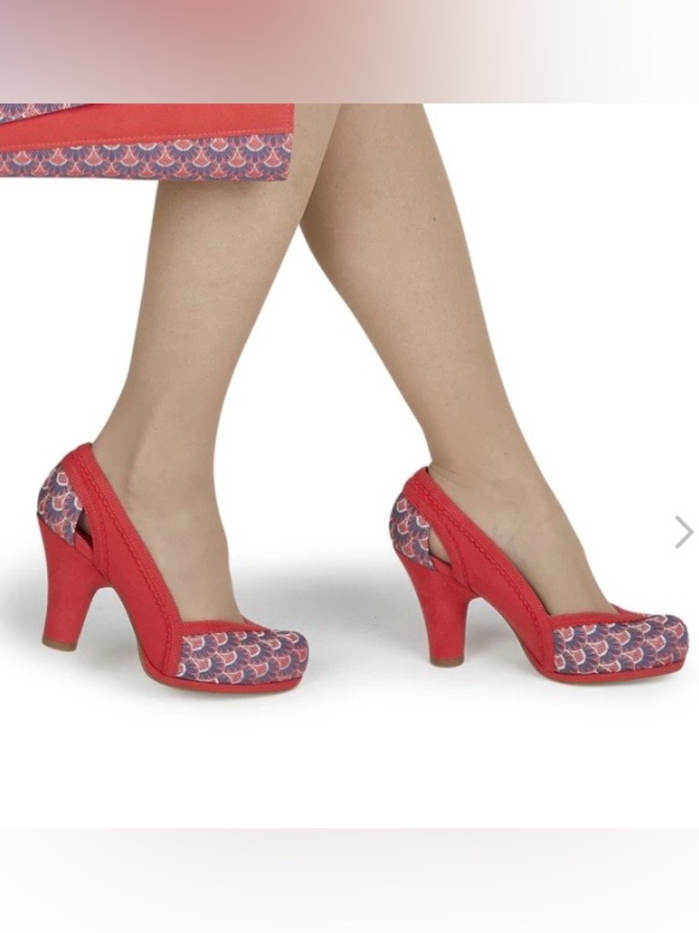 Livia Coral Patterned Women's Block-Heel Pumps